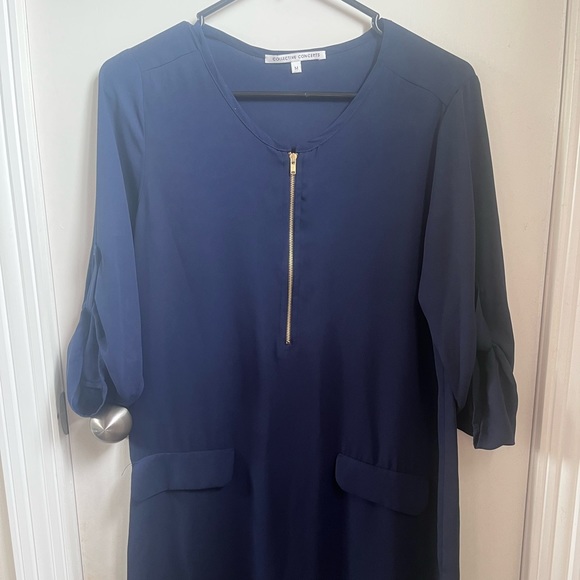 Navy Blue Shift Dress - Picture 2 of 4